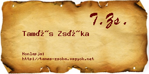 Tamás Zsóka névjegykártya